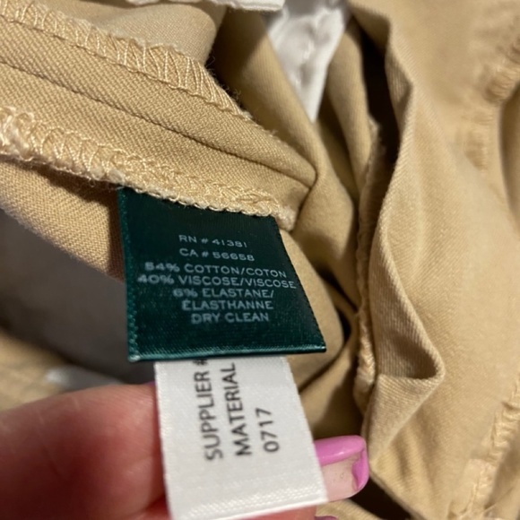 Ralph Lauren Mid Rise Cotton Stretch Pant Size 12 EUC Tan - Picture 5 of 14